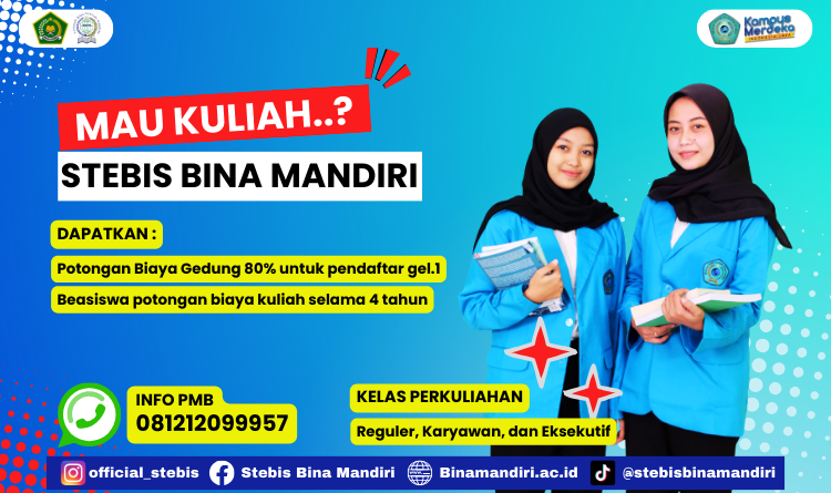 “STEBIS Bina Mandiri: Bulan Terakhir! Pendaftaran Mahasiswa Baru Gelombang 1 Tahun Akademik 2024/2025, Dapatkan Potongan Biaya Gedung 80% dan Beasiswa”